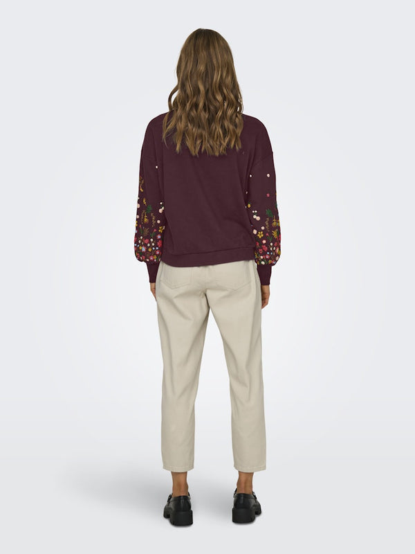 ONLY ONLBROOKE Flower Sweatshirt | Women’s Pullover – Borderland Muff - Borderland Muff