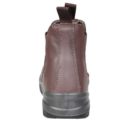 Fort Nelson FF103 Slip On Leather Safety Boot-BROWN - Borderland Muff