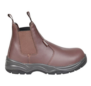 Fort Nelson FF103 Slip On Leather Safety Boot-BROWN - Borderland Muff