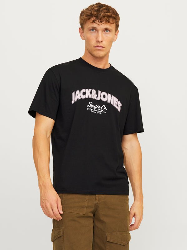 Jack & Jones Mens Relaxed Fit 100% Cotton Bronx T-shirt-BLACK - Borderland Muff
