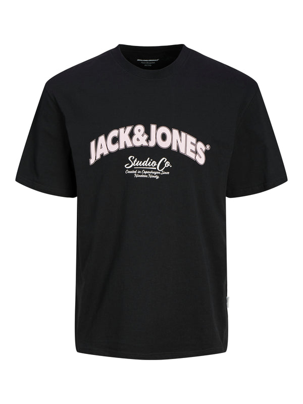 Jack & Jones Mens Relaxed Fit 100% Cotton Bronx T-shirt-BLACK - Borderland Muff