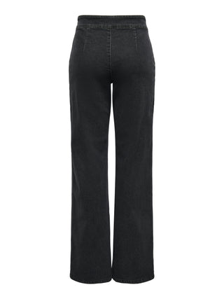 JDY Ladies High Waist Wide Geggo 32" Leg Jeans-GREY - Borderland Muff