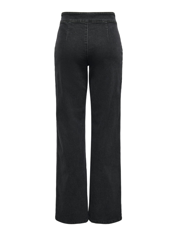 JDY Ladies High Waist Wide Geggo 32" Leg Jeans-GREY - Borderland Muff