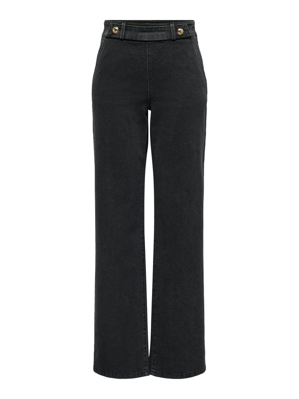 JDY Ladies High Waist Wide Geggo 32" Leg Jeans-GREY - Borderland Muff