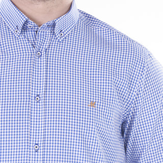 Mineral Men's Maribo Long Sleeve Gingham Shirt-ROYAL BLUE - Borderland Muff