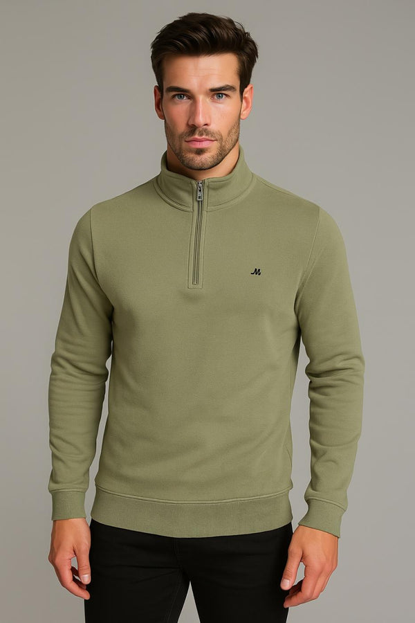 Mineral Mens KENTUCKY Half Zip Sweatshirt -SAGE - Borderland Muff