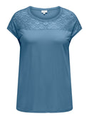 Only Carmakoma Ladies Carflake Short Sleeve Top-BLUE - Borderland Muff