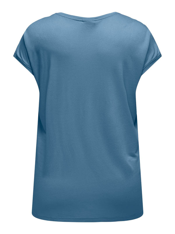 Only Carmakoma Ladies Carflake Short Sleeve Top-BLUE - Borderland Muff