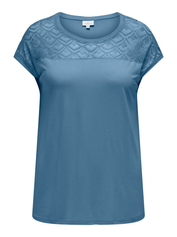 Only Carmakoma Ladies Carflake Short Sleeve Top-BLUE - Borderland Muff