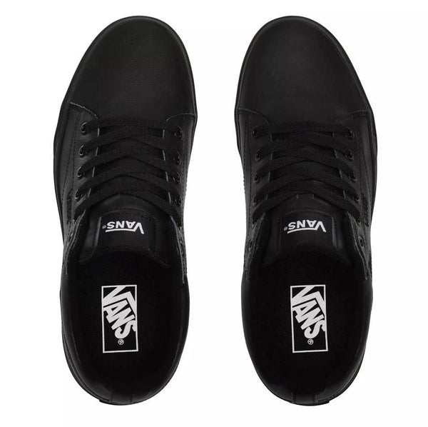 Vans Mens Seldan Leather Tumble Shoe -BLACK/BLACK - Borderland Muff