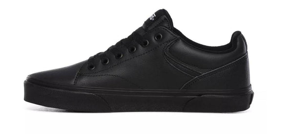 Vans Mens Seldan Leather Tumble Shoe -BLACK/BLACK - Borderland Muff