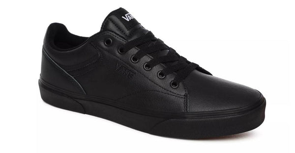 Vans Mens Seldan Leather Tumble Shoe -BLACK/BLACK - Borderland Muff