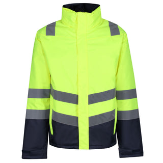 Regatta Mens Mens Pro Hi Vis Waterproof Breathable Insulated Parka TRA219-HIVIZ YELNVY - Borderland Muff