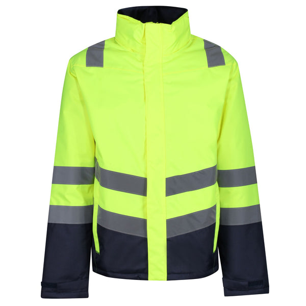 Regatta Mens Mens Pro Hi Vis Waterproof Breathable Insulated Parka TRA219-HIVIZ YELNVY - Borderland Muff