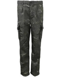 Kombat Kids Camo Trousers in BTP Black – 6 pockets, zip fly, polycotton ripstop