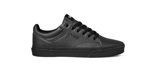 Vans Mens Seldan Leather Tumble Shoe -BLACK/BLACK - Borderland Muff