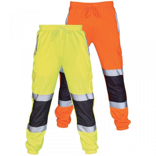 Supertouch Hi Vis 2 Tone Jogging Bottoms with reflective tape and reinforced knees, ideal for construction and logistics work in Ireland