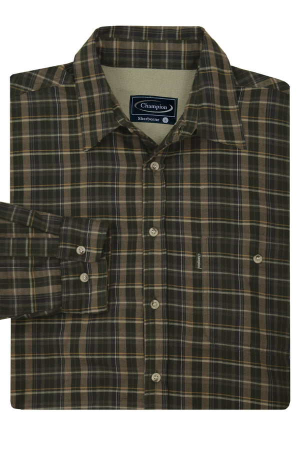 Champion Mens Sherborne Fleece Lined Shirt-GREEN - Borderland Muff