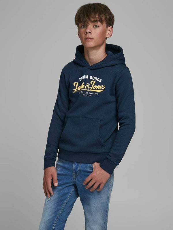 Jack & Jones JJELOGO2 Boys Hoody -NAVY BLAZER (9-10, 11-12 only) - Borderland Muff