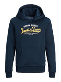 Jack & Jones JJELOGO2 Boys Hoody -NAVY BLAZER (9-10, 11-12 only) - Borderland Muff