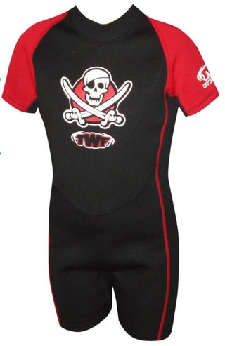 TWF Kids Pirate Shortie Wetsuit (Ages 1-6) -RED