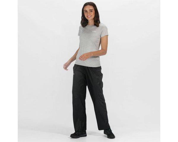 Regatta Ladies Pack It Waterproof Overtrousers RWW158 -BLACK - Borderland Muff