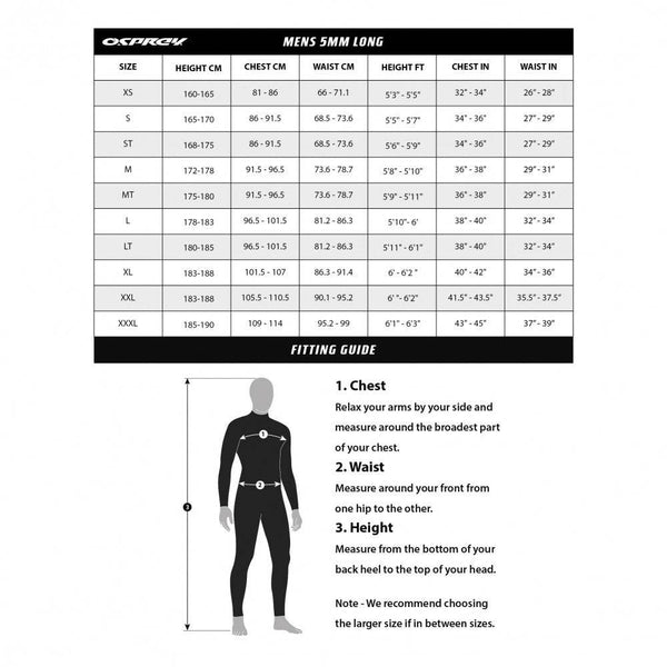 Osprey Zero 5/4 Mens Full Wetsuit - Borderland Muff