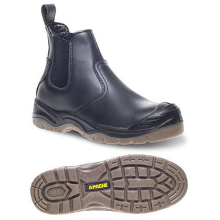 Apache Mens AP714SM Water Resistant Leather Safety Slip On Dealer Work Boot - Borderland Muff
