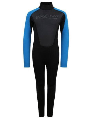 Typhoon Kids Swarm3 Full Wetsuit -BLACK/BLUE - Borderland Muff
