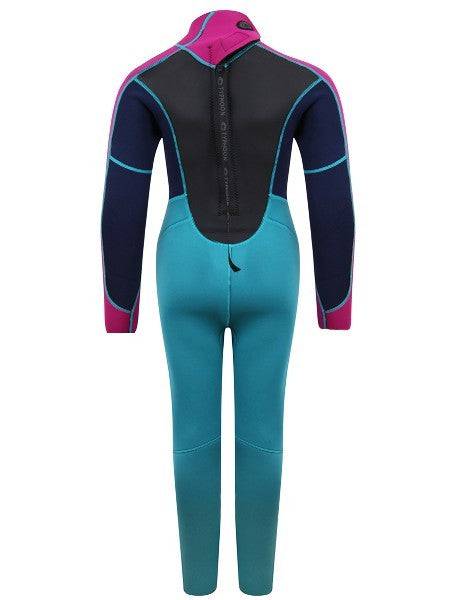 Typhoon Kids Storm3 Full Wetsuit -AQUA - Borderland Muff