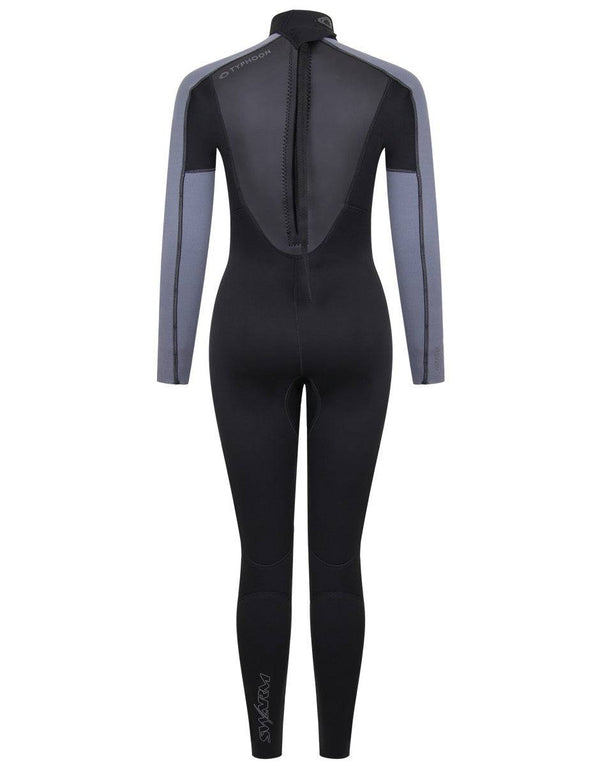 Typhoon Ladies Swarm3 Full Wetsuit -BLACK/GRAPHITE - Borderland Muff