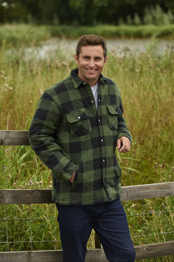 Champion Mens Kinross Padded Work Shirt -GREEN - Borderland Muff