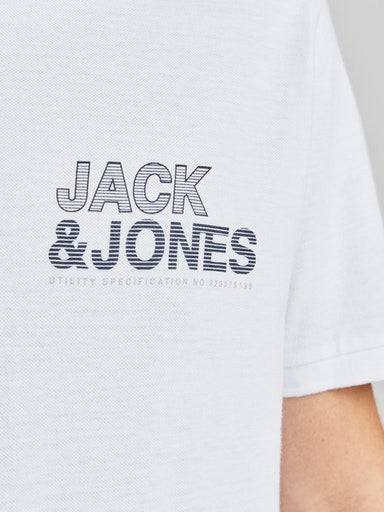 Jack & Jones JCOFLOKI Polo Shirt -WHITE - Borderland Muff