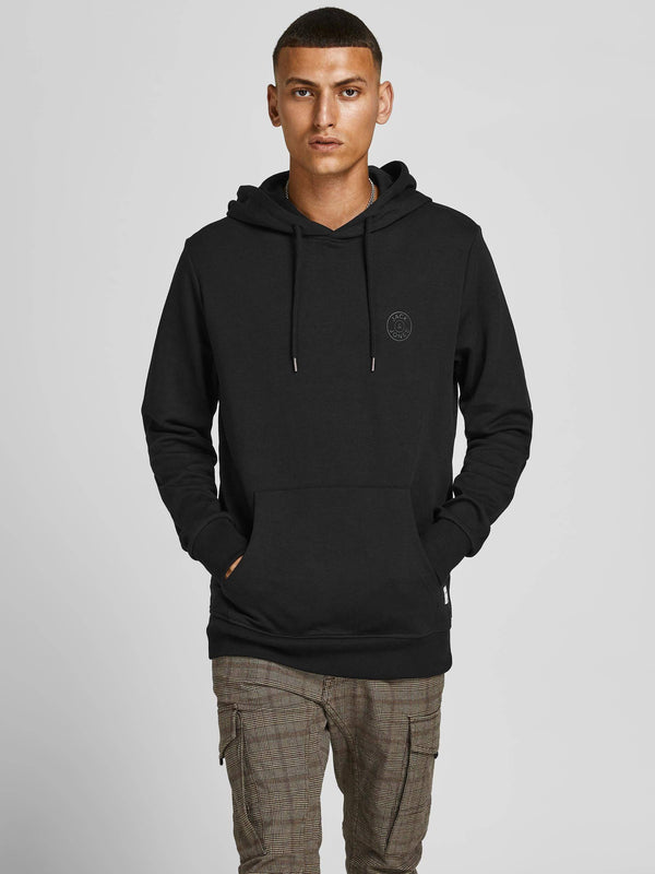 Jack & Jones JJEBASIC Logo Hoody -BLACK/BLACK - Borderland Muff