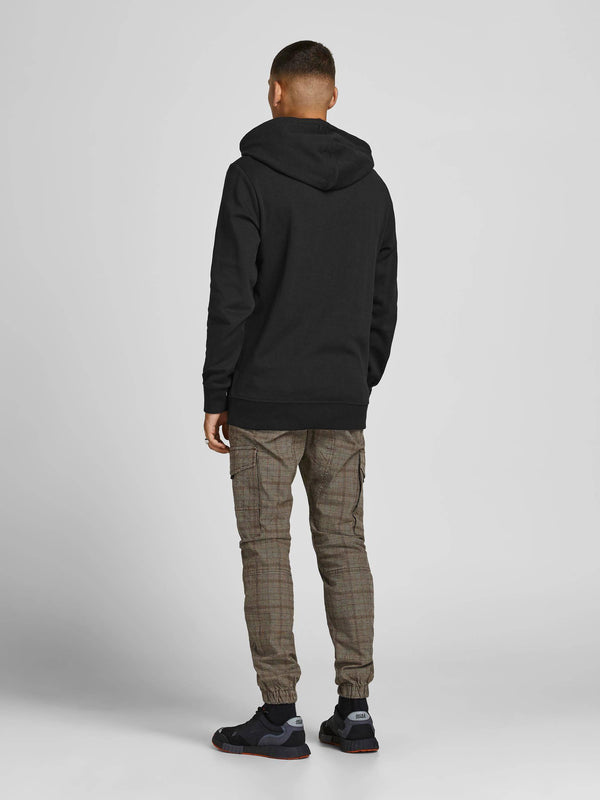 Jack & Jones JJEBASIC Logo Hoody -BLACK/BLACK - Borderland Muff