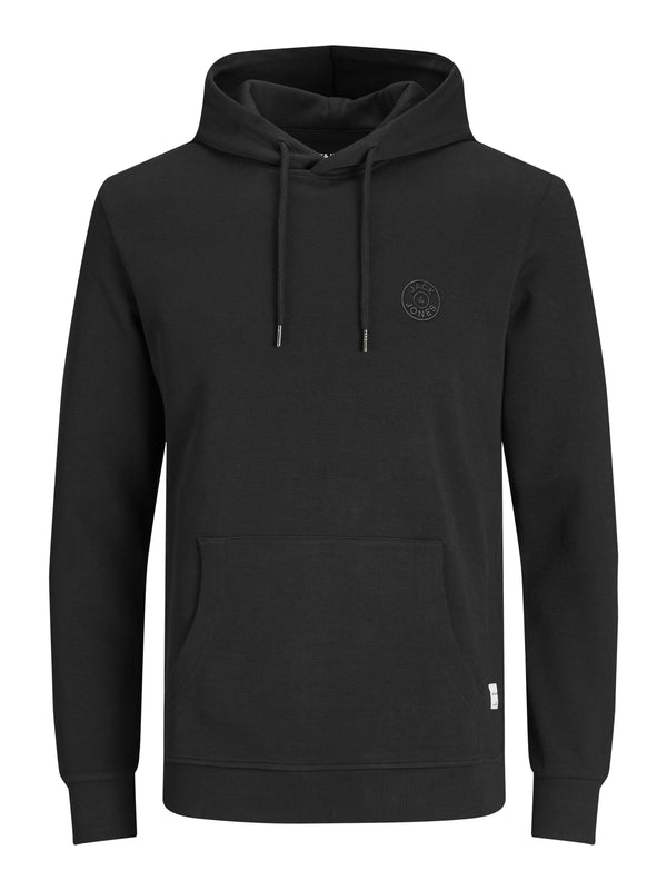 Jack & Jones JJEBASIC Logo Hoody -BLACK/BLACK - Borderland Muff