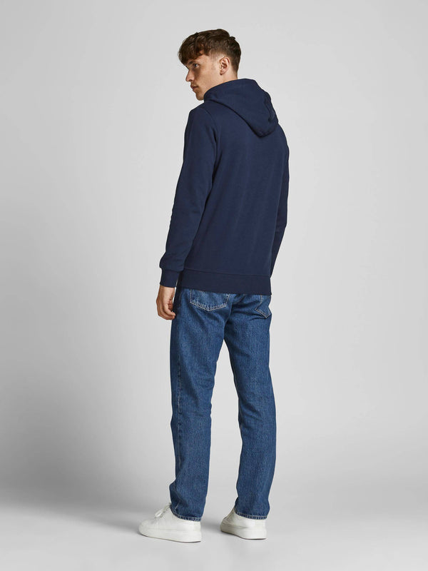 Jack & Jones JJEBASIC Logo Hoody -NAVY BLAZER - Borderland Muff