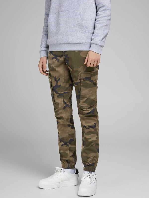 Jack & Jones JPSTPAUL Boys Cargo Pants -OLIVE CAMO - Borderland Muff