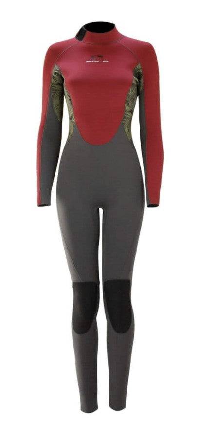 SOLA Ladies H2O 4/3mm Wetsuit -RED - Borderland Muff