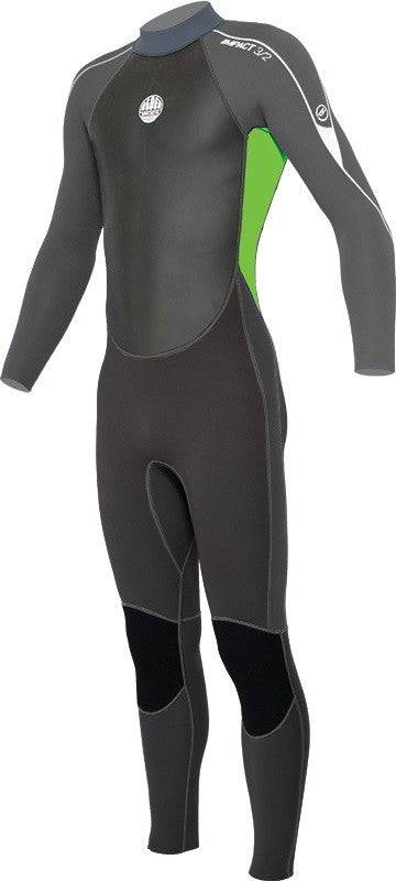 Alder Kids Impact 3/2 Full Wetsuit -GREEN - Borderland Muff