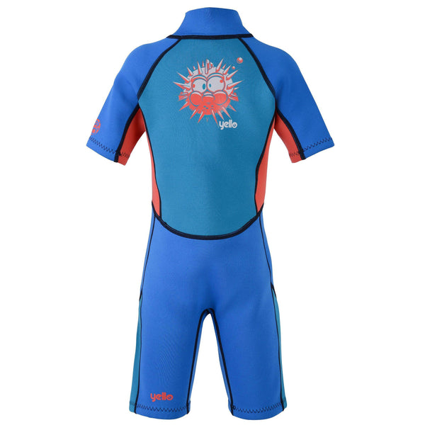 Yello Kids Puffer Fish Shortie Wetsuit (Ages 1-4) -BLUE (Age 4 only) - Borderland Muff
