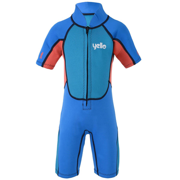Yello Kids Puffer Fish Shortie Wetsuit (Ages 1-4) -BLUE (Age 4 only) - Borderland Muff