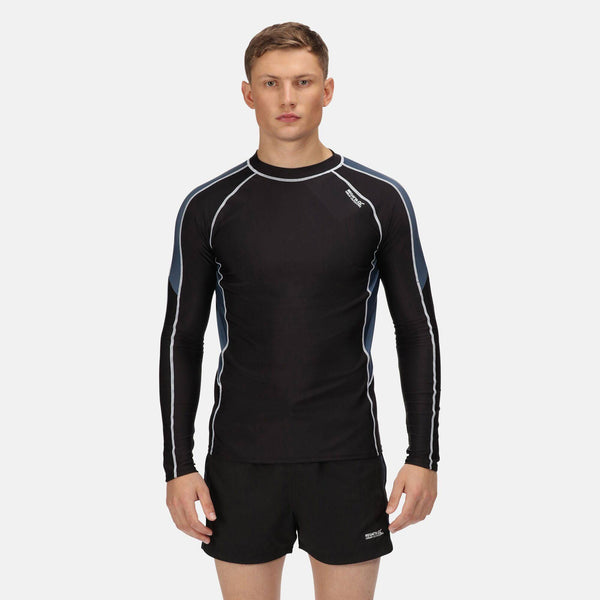 Regatta Mens Long Sleeve Rash Guard -BLACK/GREY - Borderland Muff