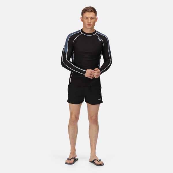 Regatta Mens Long Sleeve Rash Guard -BLACK/GREY - Borderland Muff