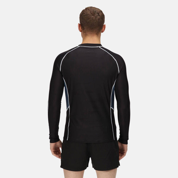 Regatta Mens Long Sleeve Rash Guard -BLACK/GREY - Borderland Muff