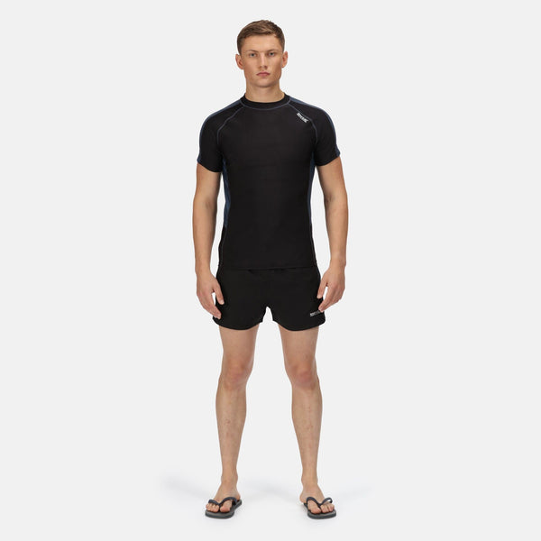 Regatta Mens Short Sleeve Rash Guard -BLACK/GREY - Borderland Muff