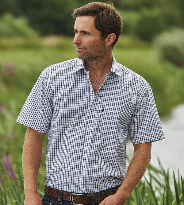 Champion Tattersall Short Sleeve Shirt -BLUE - Borderland Muff