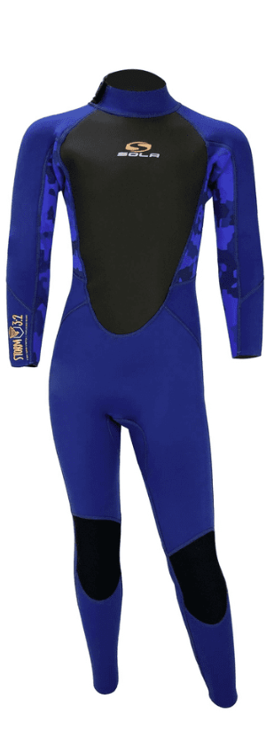 SOLA Kids Storm 3/2mm Wetsuit -BLUE CAMO - Borderland Muff
