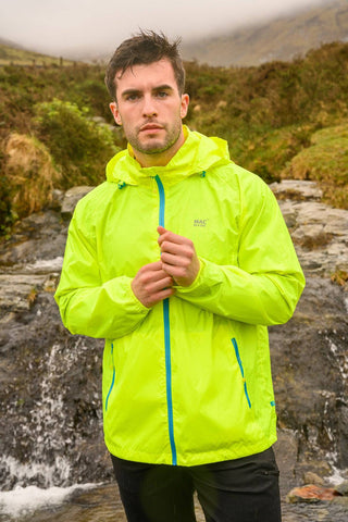 Mac in a Sac Adults Origin Waterproof Breathable Windproof Unisex Packable Jacket-NEON YELLOW - Borderland Muff