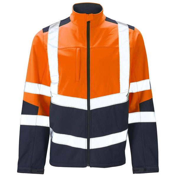 Supertouch 2 Tone Hi Vis Softshell Jacket -ORANGE/NAVY - Borderland Muff